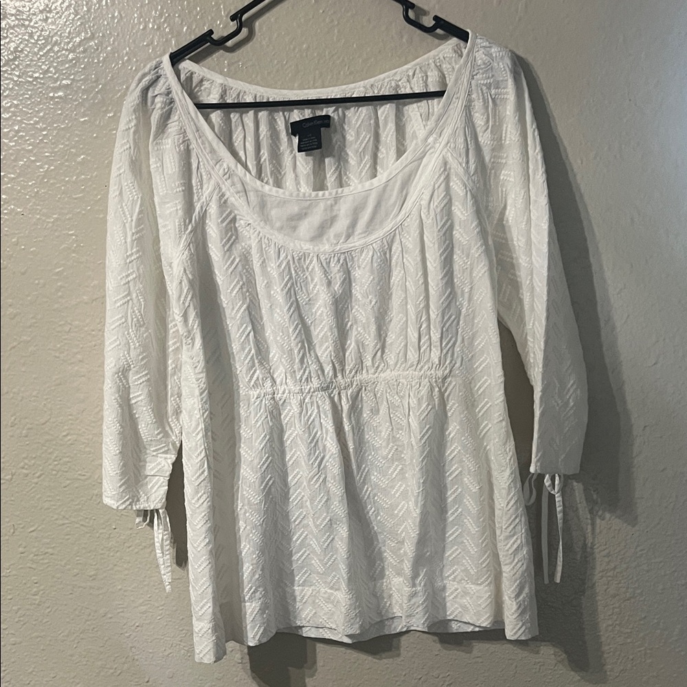 Calvin Klein white textured blouse